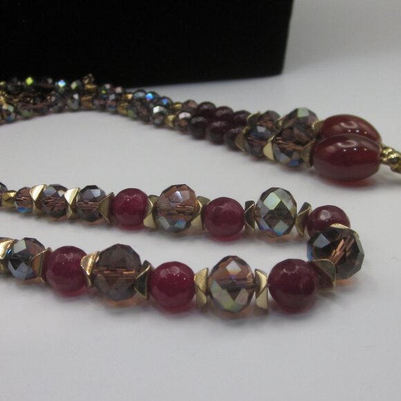 Extra Long Lariat Necklace with Glass & AB Crystals - Picture 4 of 4